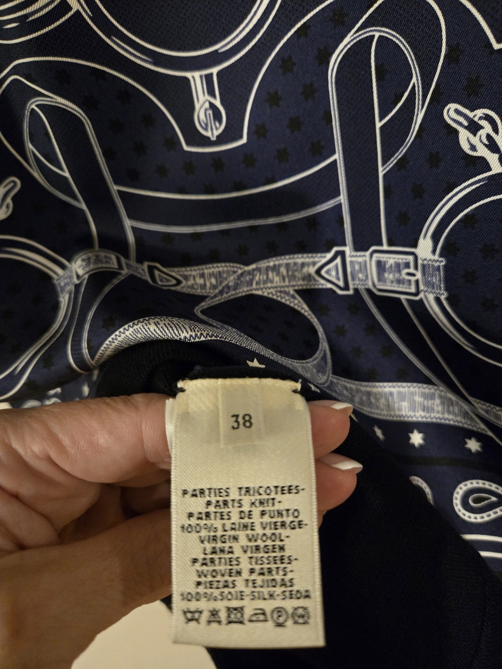 RARE Authentic Hermes Eperon d"Or Bandana Twillaine Navy Blue Dress - Picture 4 of 4